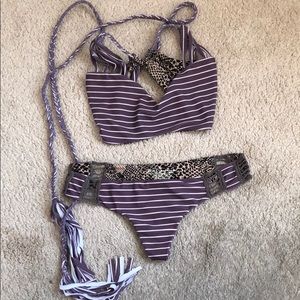 ACACIA Swim bikini in deep purple & white